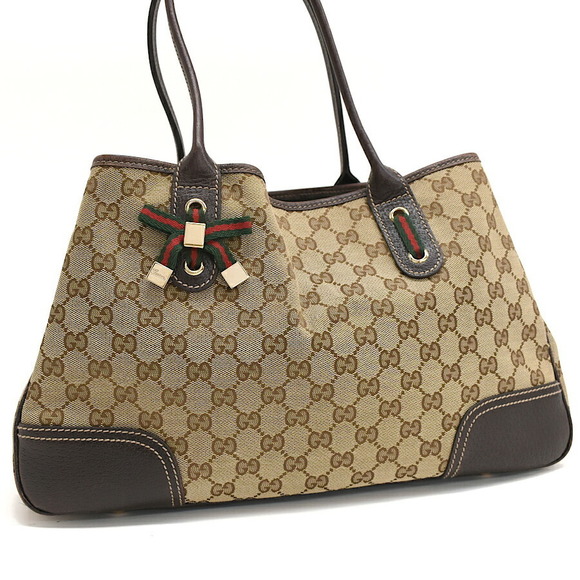 Gucci Sherry Bag Stripe Web Ribbon Leather GG Tote Princess - Picture 1 of 8